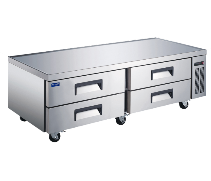 Zanduco 72" Four Drawer Refrigerated Stainless Steel Chef Base with 385L Capacity - 110V, 1/3 HP - USA