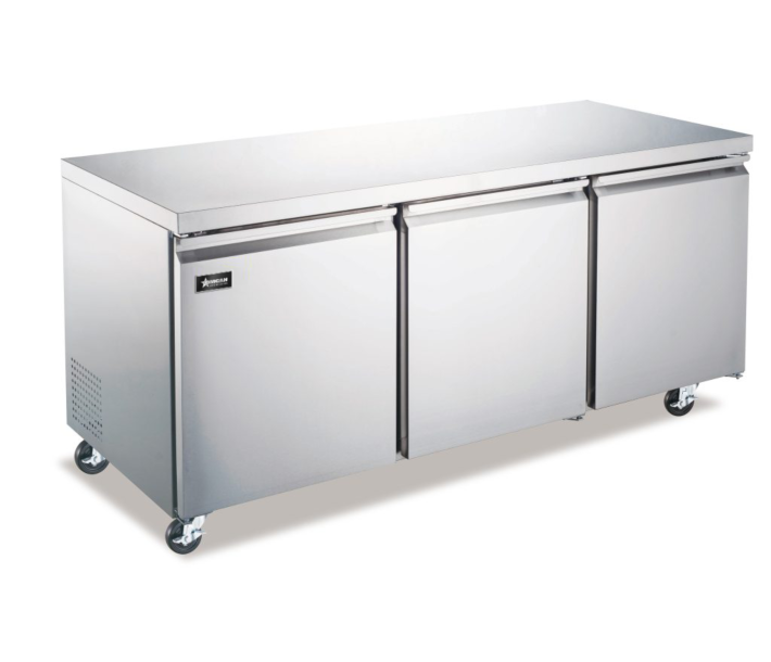 Omcan 72" Undercounter Stainless Steel Refrigerator with 3 Doors 15.5 Cu. Ft. (440L) - 50091 - CA