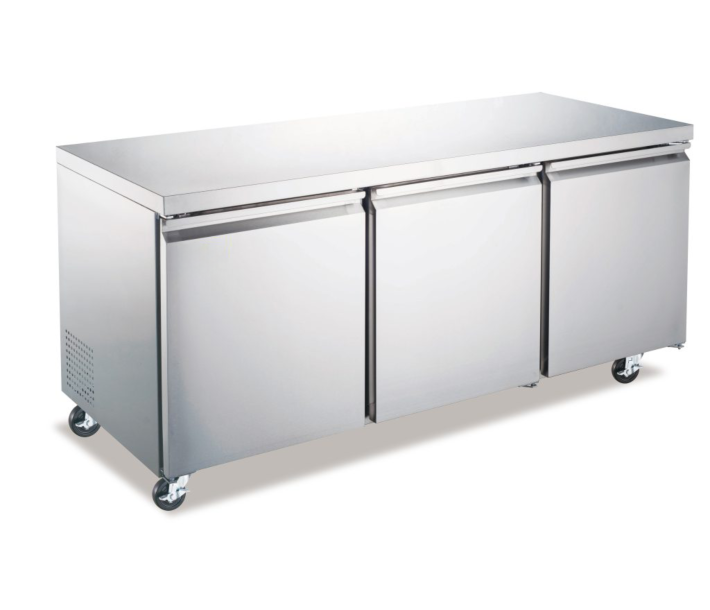 Zanduco 72" Stainless Steel 3-Door Undercounter Refrigerated with 440 L Capacity - 115 V, 1/5 HP - CA