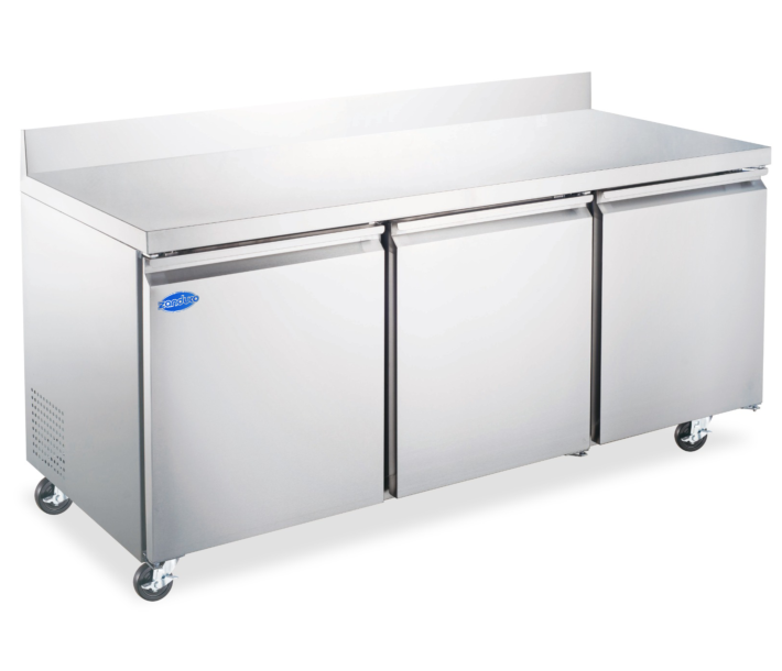 Zanduco 72" Three Door Worktop Refrigerator with Backsplash and 481L Capacity - 115V, 324W - CA