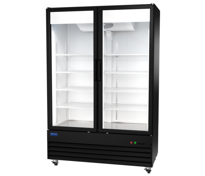 Zanduco 54" 2-Swing Door Black Merchandiser Refrigerator with 1005L Capacity - 115V, 430W - CA