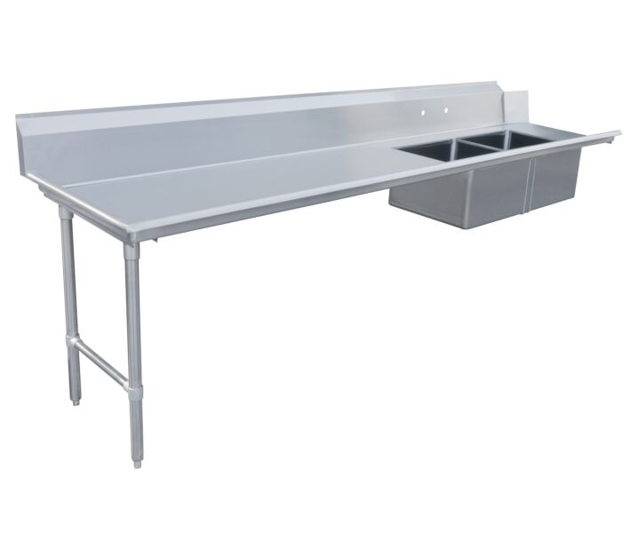Zanduco 30" x 120" Left Side Soiled Dish Table with Two Sinks - USA