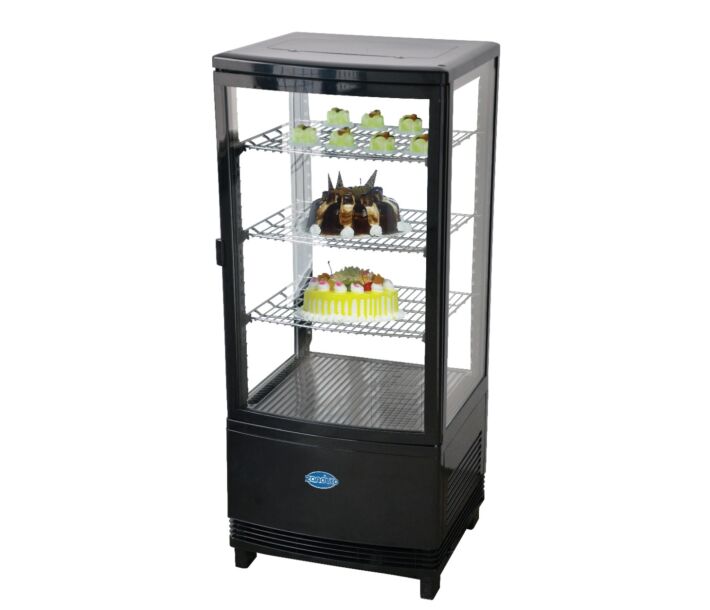 Zanduco 17" Single Door Countertop Four Sided Glass Refrigerated Showcase with 78L Capacity - 110V, 2.4A - USA