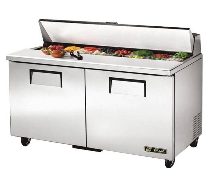 True TSSU-60-16-HC 60" 2-Solid Door Refrigerated Sandwich/Salad Prep Table - 115V - CA