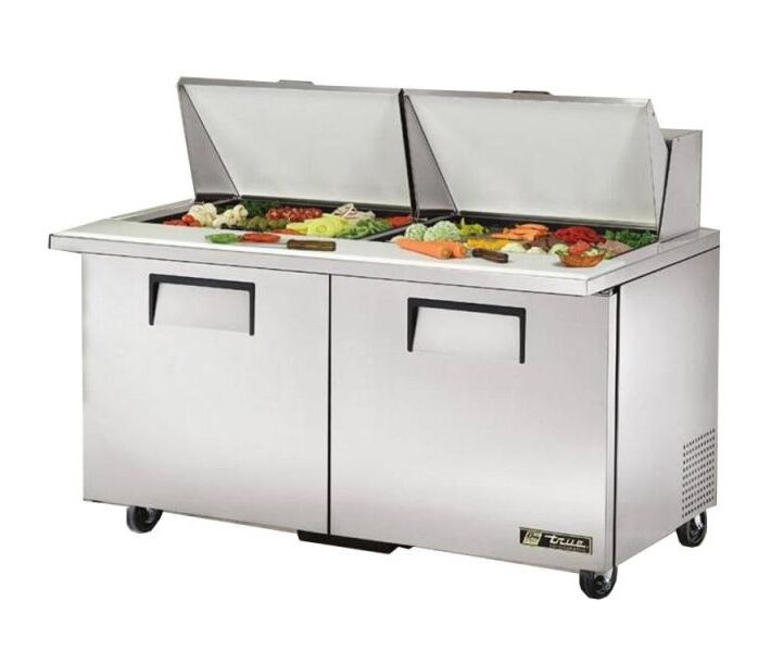 True TSSU-60-24M-B-ST-HC 60" Mega Top 2-Door Refrigerated Salad/Sandwich Prep Table - 115V - USA