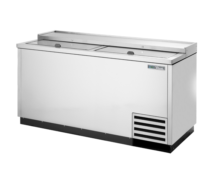 True TD-65-24-S-HC 64" Solid Slide Lid Stainless Steel Deep Well Horizontal Bottle Cooler - USA