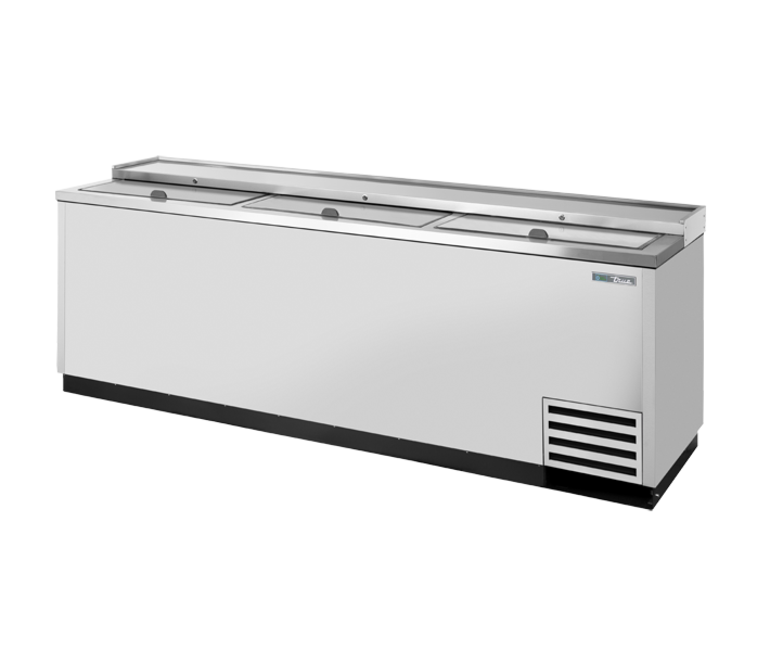 True TD-95-38-S-HC 95" Solid Slide Lid Stainless Steel Deep Well Bottle Cooler - USA