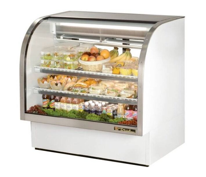 True TCGG-48-HC-LD 48" White Curved Glass Refrigerated Deli Case - 23.5 cu. ft. - USA