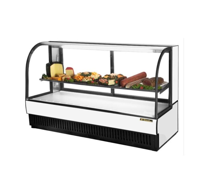 True TCGR-77-CD 77" Curved Glass Refrigerated Deli Case - 43 cu.ft. - USA