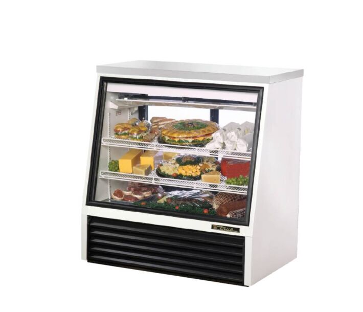 True TSID-48-2 White Single Duty Two Door Refrigerated Deli Case - 16 cu. ft. - CA