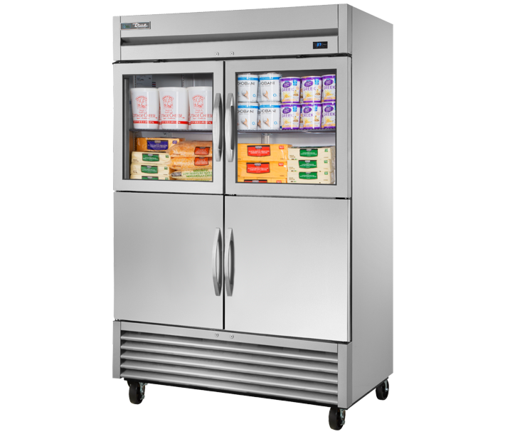 True T-49-2-G-2-HC~FGD01 55" Half Glass 4-Door Reach-In Refrigerator - CA