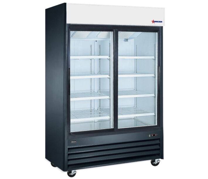 Omcan 53" Black Reach-In Refrigerator with 2 Sliding Glass Doors 45 cu.ft. - 51032 - CA