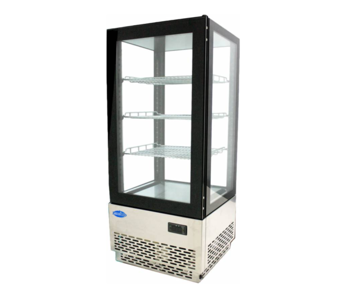 Zanduco 17" Countertop Refrigerated Showcase with Four Sided Glass and Stainless Steel Base - 110V, 180W - USA