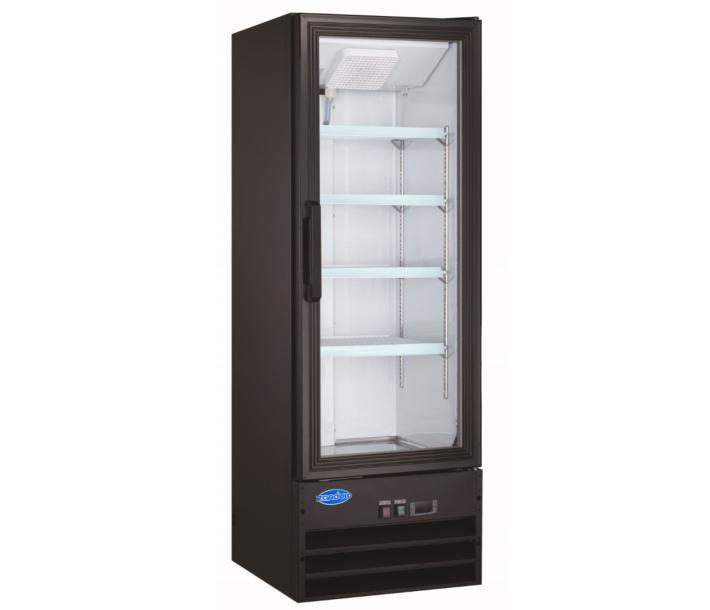 Zanduco 22" Single Swing Glass Door Merchandiser Refrigerator with 9.1 cu.ft. Capacity - Black, 110V - USA