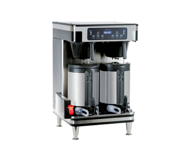 Bunn ICB TWIN SH Infusion Series Black and Stainless Steel Twin Soft Heat Coffee Brewer with Digital Control - 120/240V BLK/SST - USA