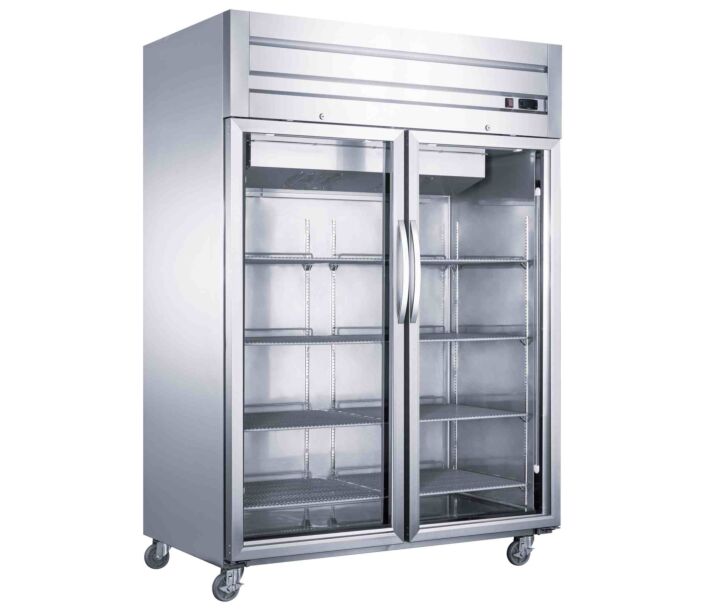 Dukers D55AR-GS2 55" Stainless Steel Commercial Glass Door Reach-In Refrigerator, 41.73 Cu. Ft. - 115V - USA