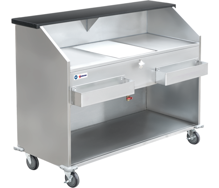 Omcan 61" Portable Bar with Open Bottom, Ice Bin, Shut Off Valve, & Speed Rails - CA