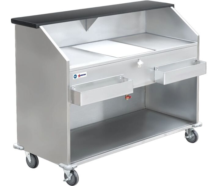 Omcan 61" Portable Bar with Open Bottom, Ice Bin, Shut Off Valve, & Speed Rails - USA