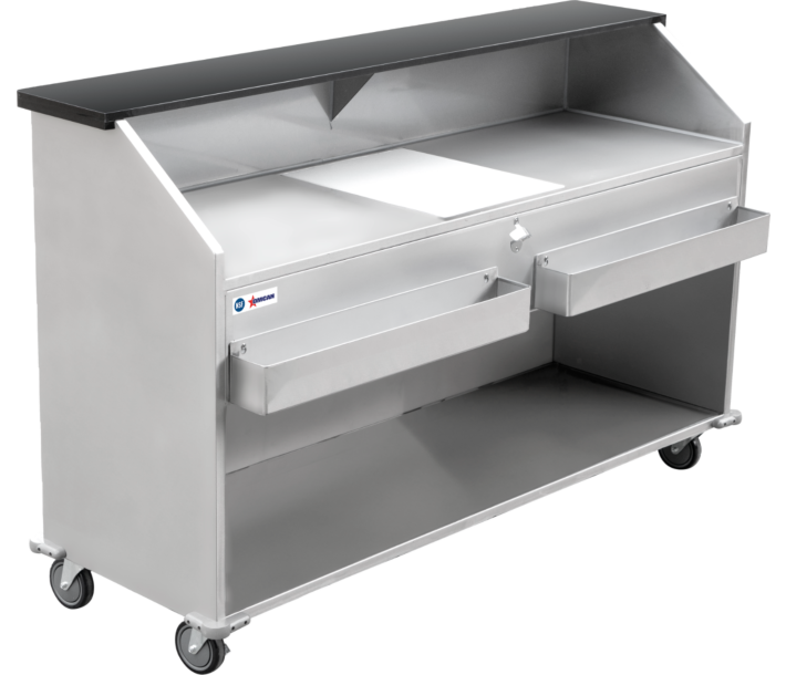 Omcan 74" Portable Bar with Open Bottom, Ice Bin, Shut Off Valve, & Speed Rails - USA