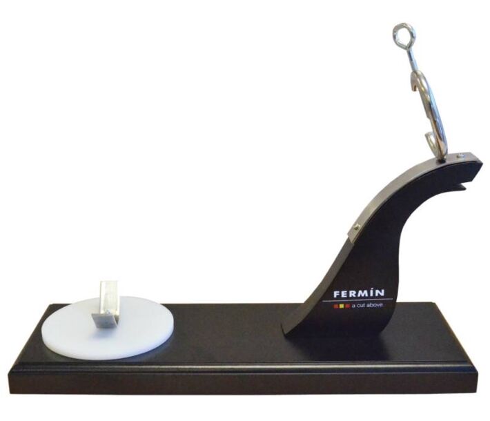 Omcan Prosciutto Holder with Black Lacquered Wooden Base - USA