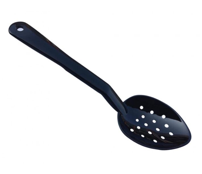 Omcan 11" Polycarbonate Perforated Serving Spoon - Black - USA