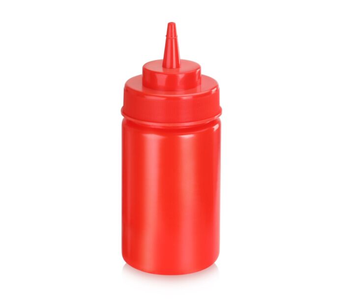 Omcan 12 oz. Red Wide Mouth Condiment Squeeze Bottle, 6pcs/Pack - CA