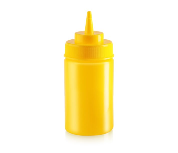 Omcan 12 oz. Yellow Wide Mouth Condiment Squeeze Bottle, 6pcs/Pack - CA