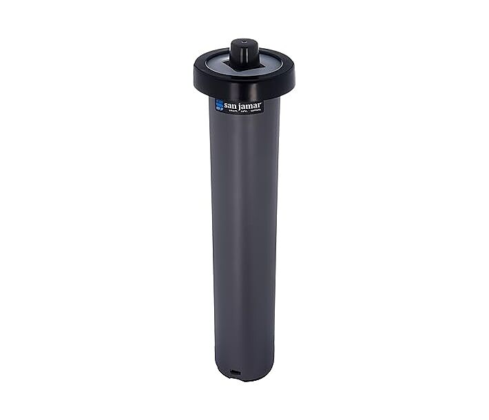 San Jamar C2010C Portion Cup EZ-Fit in-Counter Dispenser, Fits 1/2oz to 2-1/2oz Cup Size, 1-1/2" to 2-5/16" Rim, 16" Tube Length - CA