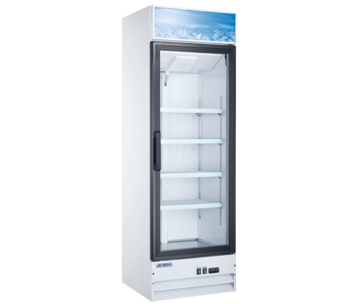 Aurora 26" White Single Glass Door Refrigerator with Lightbox and 382L Capacity - 120V, 288W - USA