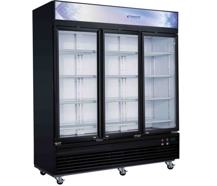 Dukers DSM-69F 69" Commercial Three Door Glass Door Merchandiser Freezer - 69.43 Cu. Ft. - USA