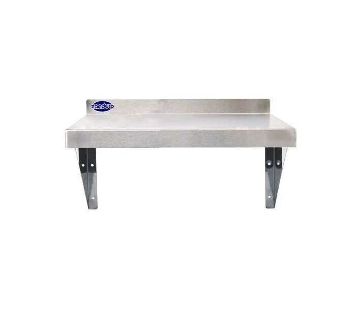 Zanduco 14" x 60" 18 Gauge Stainless Steel Solid Wall Shelf - CA