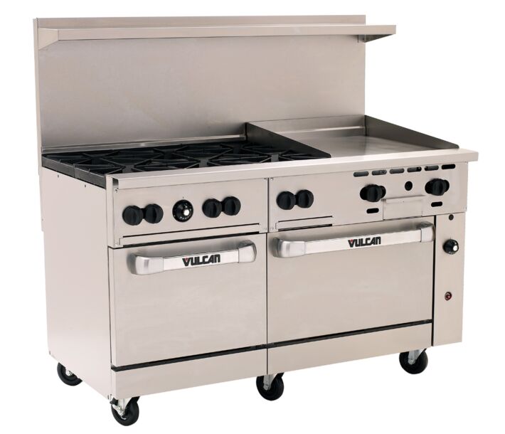 Vulcan 60SC-6B24GP Endurance Series 60" 6 Burner Range with 24" Right Griddle, 24" Manual Control, Standard Oven, Convection Oven, and 278,000 BTU - Liquid Propane - USA
