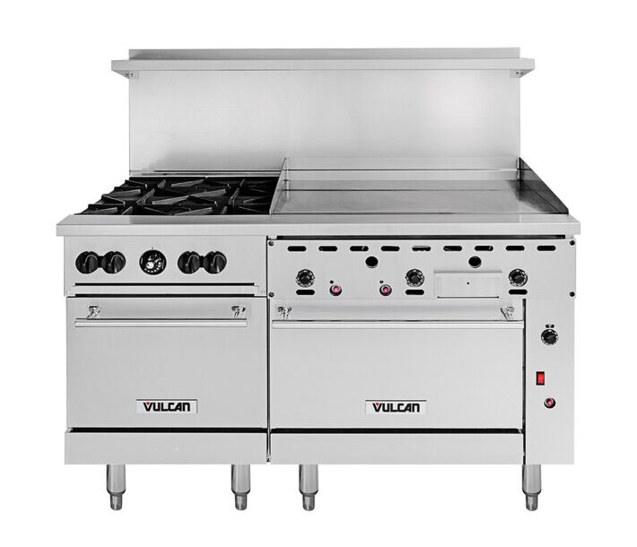 Vulcan 60SC-4B36GTN Endurance Series 60" Range with 1 Standard and 1 Convection oven, 4 Burners and 36" Thermostatic Griddle - Natural Gas - USA