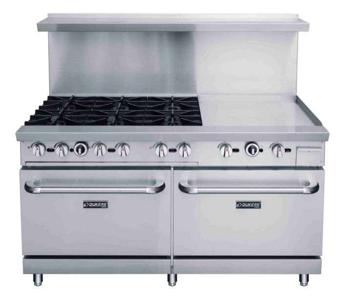 Dukers DCR60-6B24GM 60" Commercial Gas Range with 6 Burners and Oven - USA