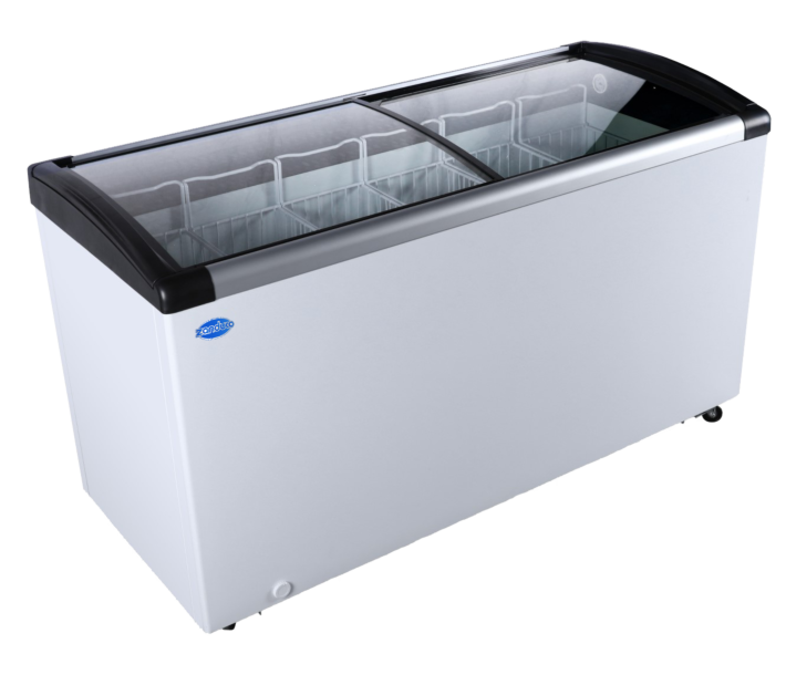 Zanduco 57" 2-Door Ice Cream Display Chest Freezer with Curved Glass Top and 263 L - 110-120 V, 270 W - USA