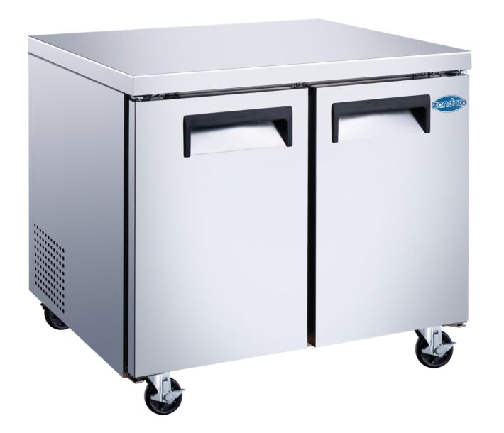 Zanduco 36" Stainless Steel 2-Door Undercounter Refrigerator with 246L Capacity - 115V, 250W - USA