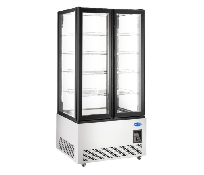 Zanduco 40" 4-Sided Glass Display Stainless Steel Freezer with Front and Back Glass Door with 600L Capacity - 110V, 1500W - CA