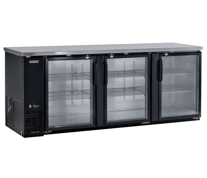 New Air NBB-90-SG 90" Three-Glass Door Back Bar Refrigerator with 916L Capacity - 115V, 1/4HP - CA