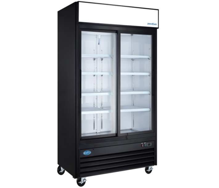 Zanduco 40" 2-Sliding Glass Doors Black Merchandiser Refrigerator with 892L Capacity - 115V, 400W - CA