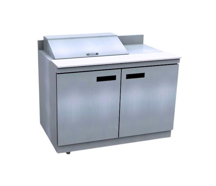Delfield ST4460NP-12M 60" Mega Top Salad Prep Table with 4" Backsplash (12) 1/6 size pan capacity 20.2 cu.ft. - 115V/60/1 - CA