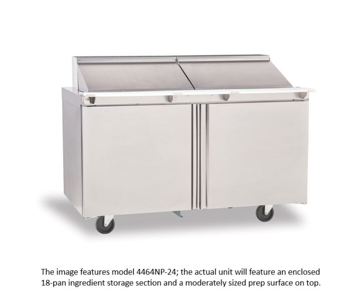 Delfield 4464NP-18M 64" Mega Top Salad Prep Table (18) 1/6 size pan capacity 21.6 cu. Ft. - 115V/60/1 - CA