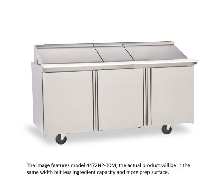 Delfield 4472NP-18M 72" Mega Top Salad Prep Table (18) 1/6 size pan capacity 24.8 cu. Ft. - 115V/60/1 - CA
