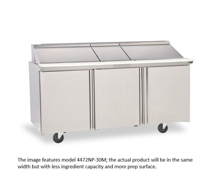Delfield 4472NP-24M 72" Mega Top Salad Prep Table (24) 1/6 size pan capacity 24.8 cu. Ft. - 115V/60/1 - CA