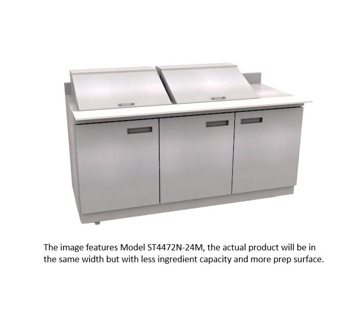 Delfield ST4472NP-18M 72" Mega Top Salad Prep Table with 4" Backsplash (18) 1/6 size pan capacity 24.8 cu. Ft. - 115V/60/1 - CA