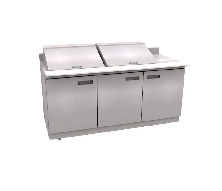 Delfield ST4472NP-24M 72" Mega Top Salad Prep Table with 4" Backsplash (24) 1/6 size pan capacity 24.8 cu. Ft. - 115V/60/1 - CA