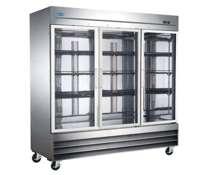 Zanduco 81" Stainless Steel 3-Glass Door Reach-In Refrigerator with 2024 L Capacity - 115 V, 3/4 HP - USA