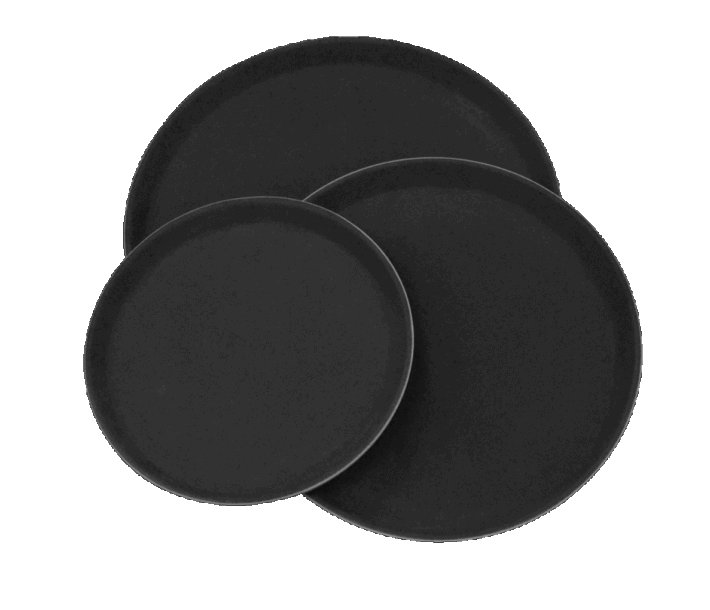 Omcan 14" Non-Slip Service Tray Round NSF Black Deluxe - CA