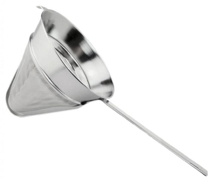 Omcan 10" Stainless Steel Reinforced 40 Mesh Bouillon Strainer with Flat Handle - USA