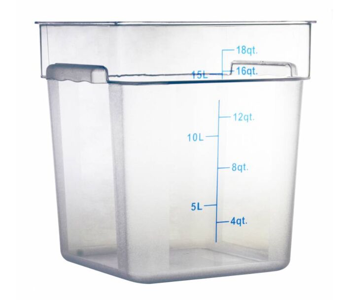 Omcan 18 Qt. Clear Square Polycarbonate Food Storage Container - CA