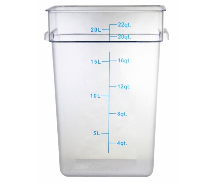 Omcan 22 Qt. Clear Square Polycarbonate Food Storage Container - CA